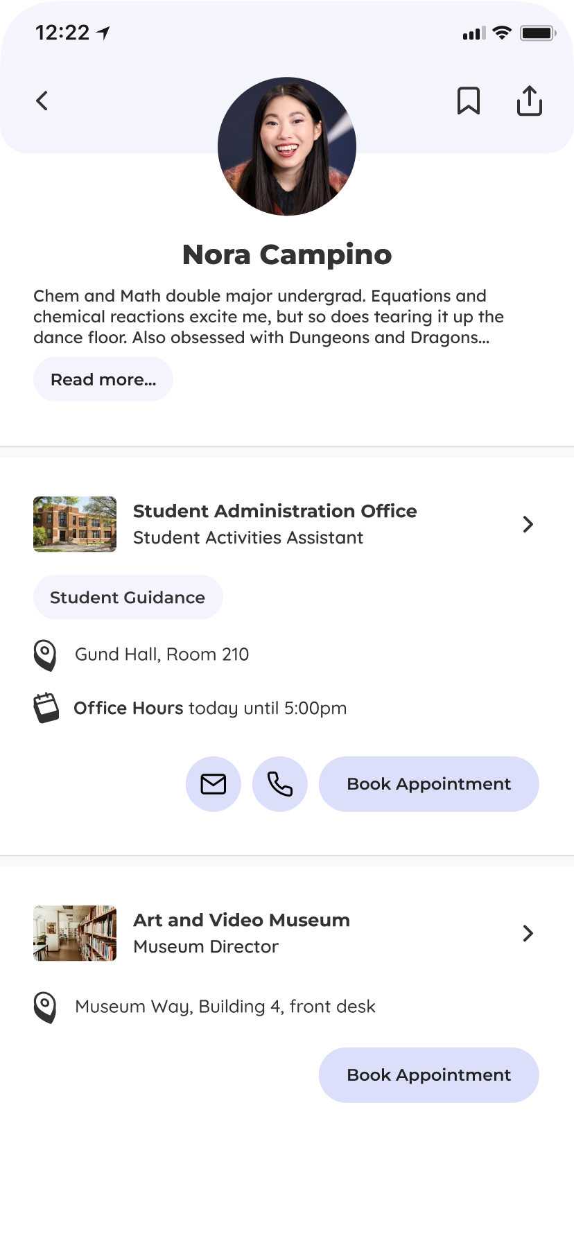 Screenshot of a user's profile on the RahRah mobile app